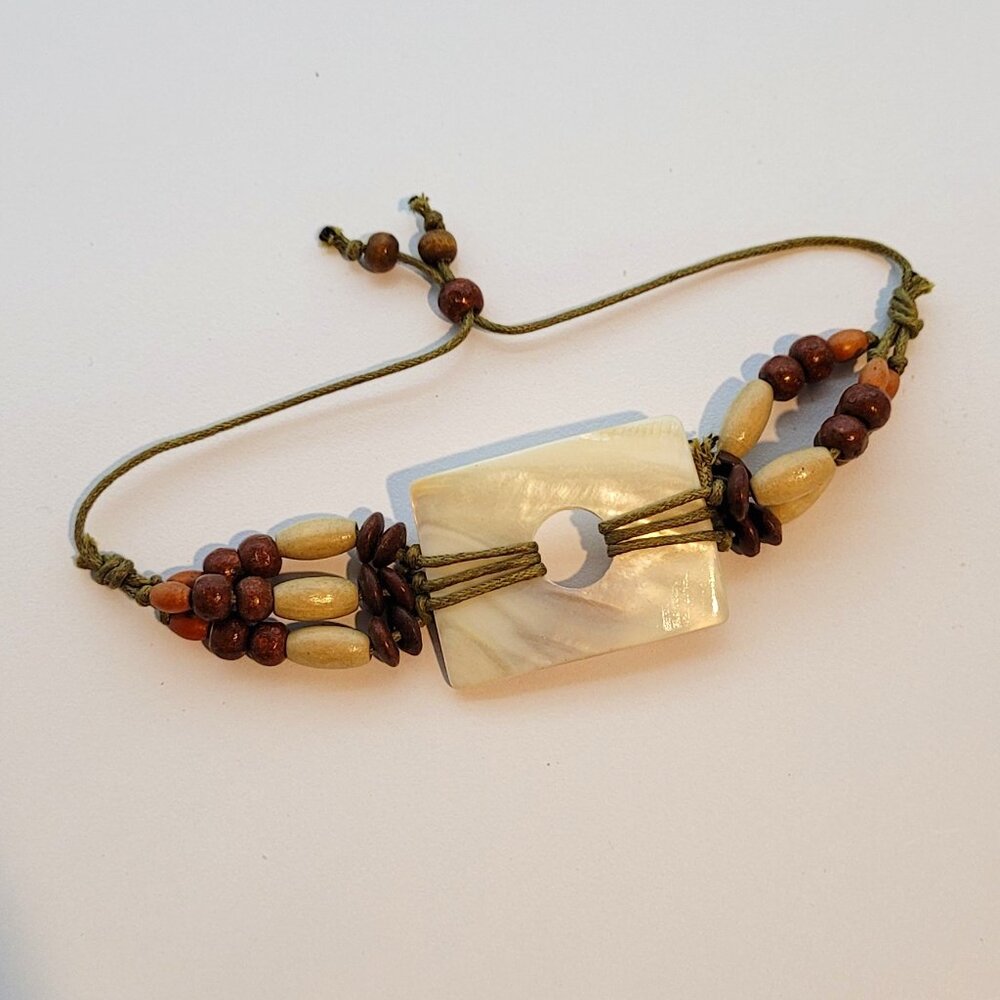 Handmade Artisan Mother of Pearl and African Beaded Bracelet/Anklet